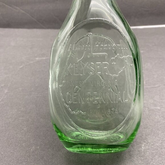 VTG New Creek Station Paddy Town M Glass Bottle Centennial Green Keyser W VA 74 - Picture 3 of 9